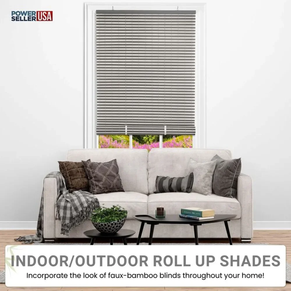 PowerSellerUSA Oval Cordless Blinds, Roll-Up Roller Shades for Windows and